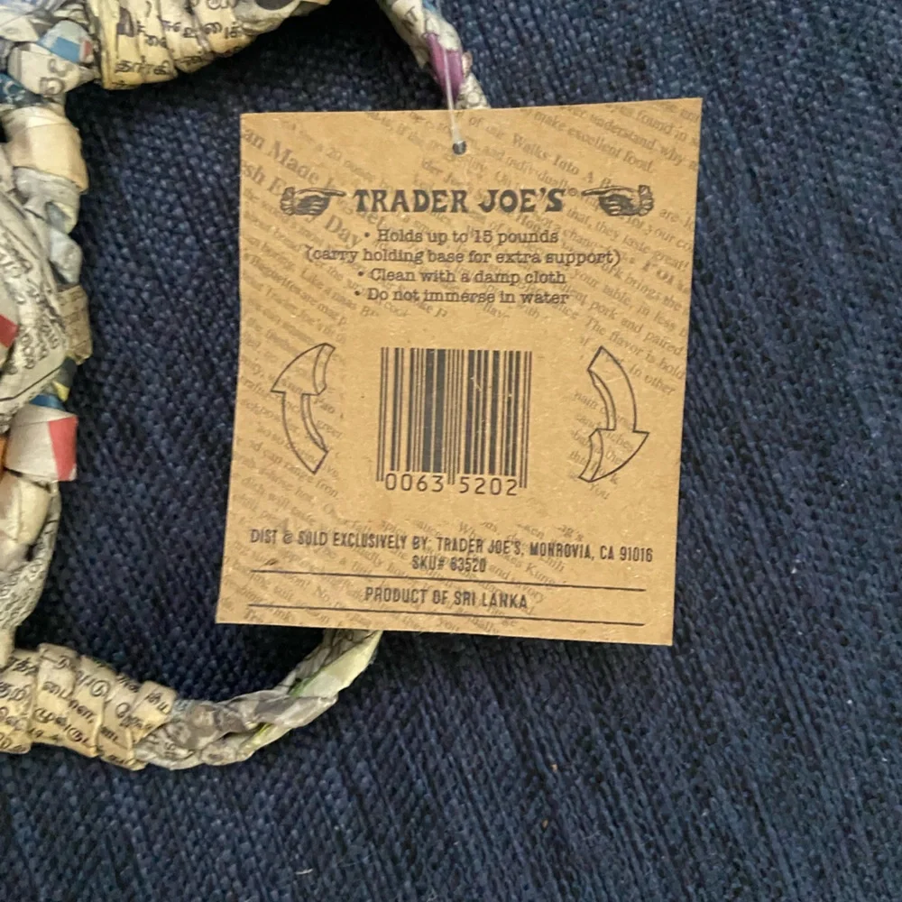 NWT Trader Joe's Colorful Handcrafted Woven Basket